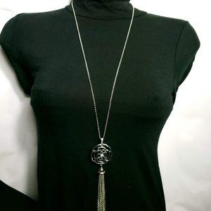 Laura Ashley Women's flower pendant drop chain silver chain Necklace